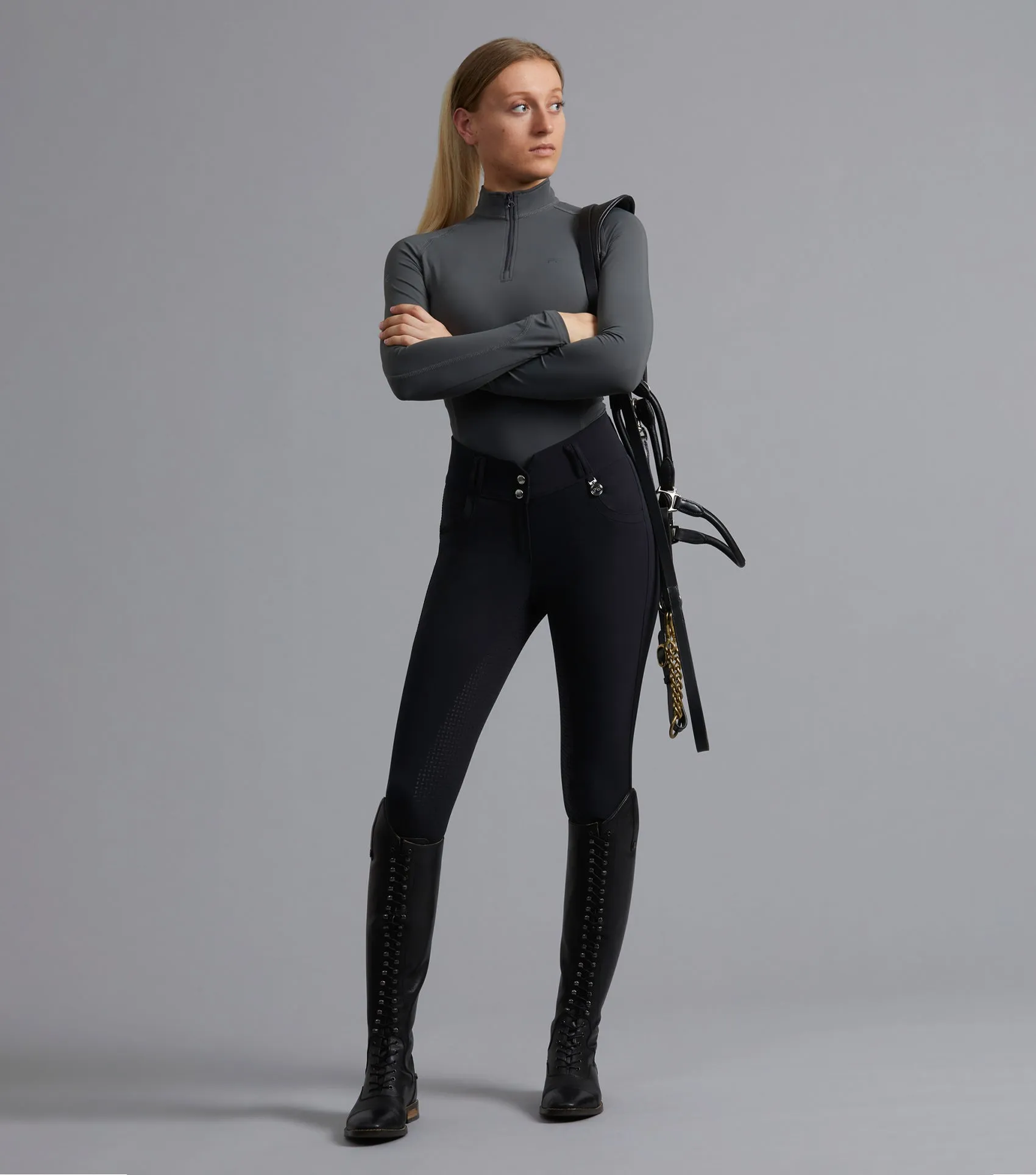 Sophia Ladies Full Seat High Waist Riding Breeches Black