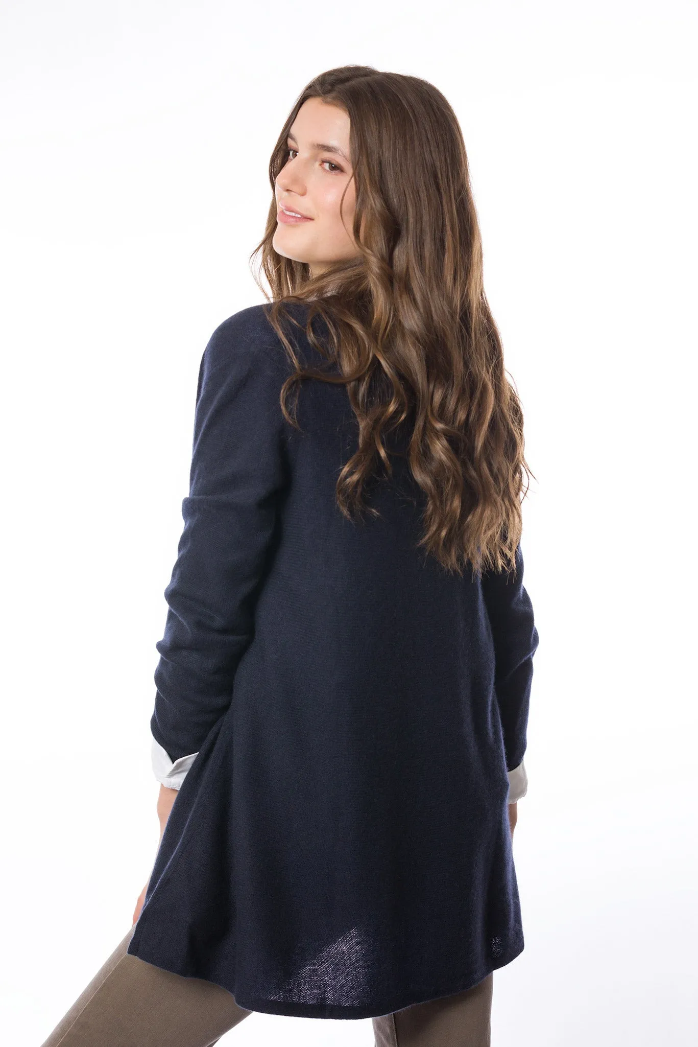 Sustainable Cashmere Lofty Longline Cardigan - Classic Navy