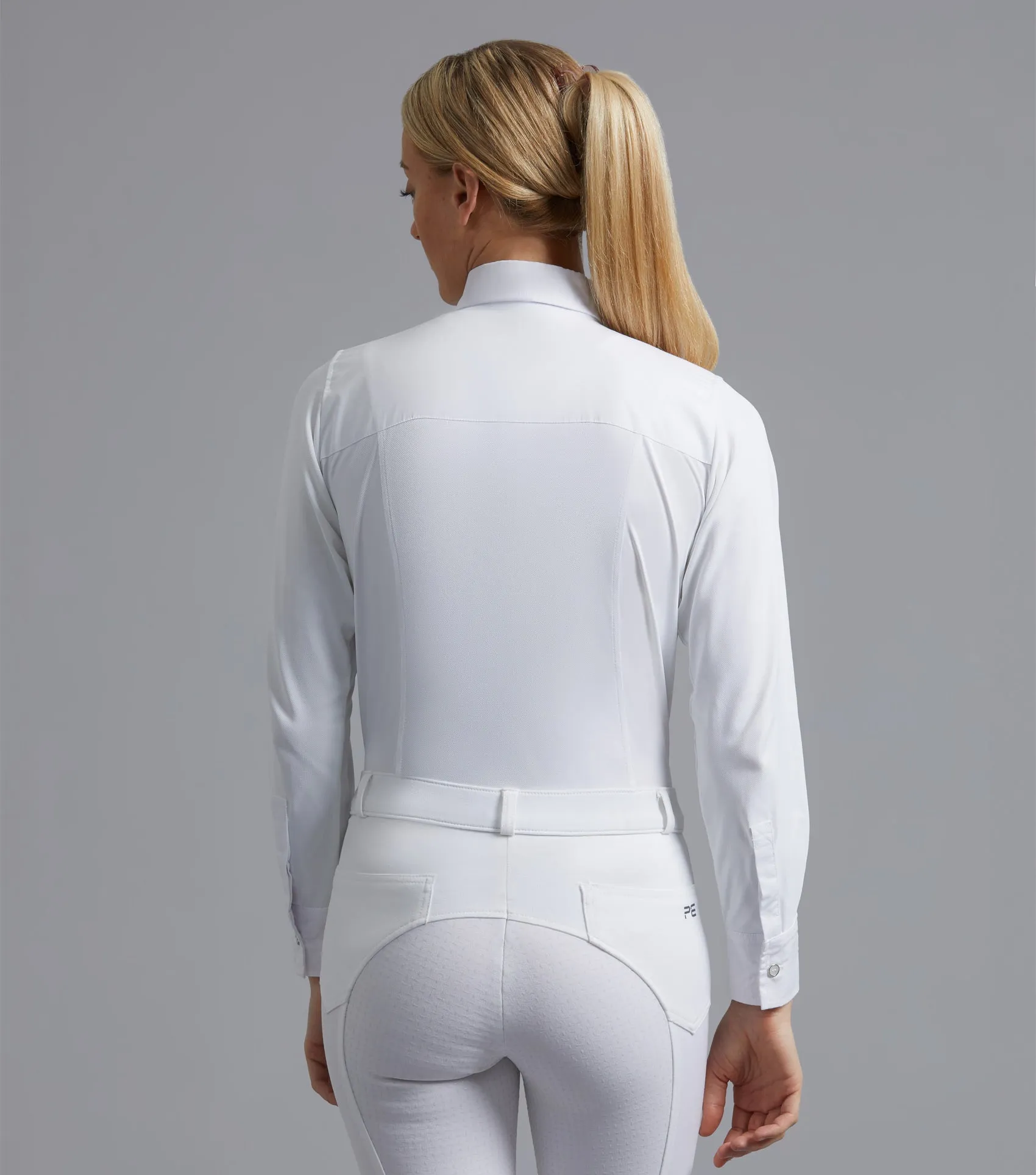 Tessa Ladies Long Sleeve Tie Shirt White