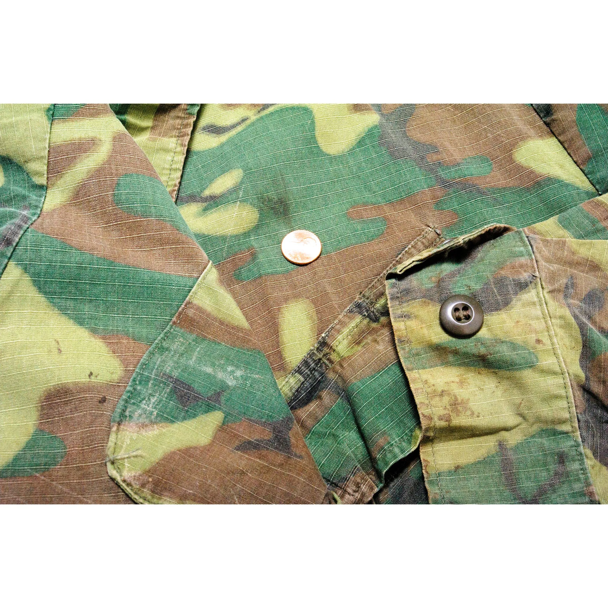 US ARMY TROPICAL COMBAT ERDL JACKET 5TH PATTERN RIPSTOP 1968 VIETNAM WAR SIZE LARGE REGULAR