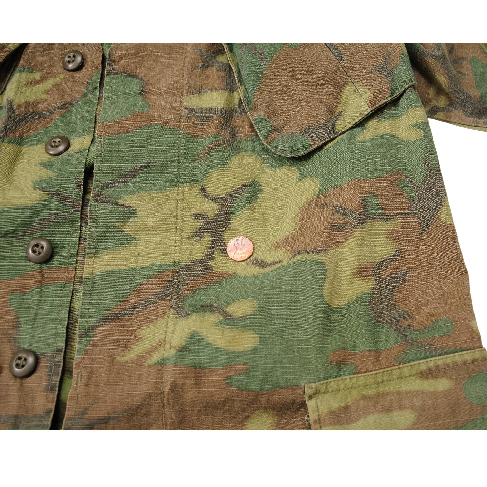 US ARMY TROPICAL COMBAT ERDL JACKET 5TH PATTERN RIPSTOP 1968 VIETNAM WAR SIZE LARGE REGULAR