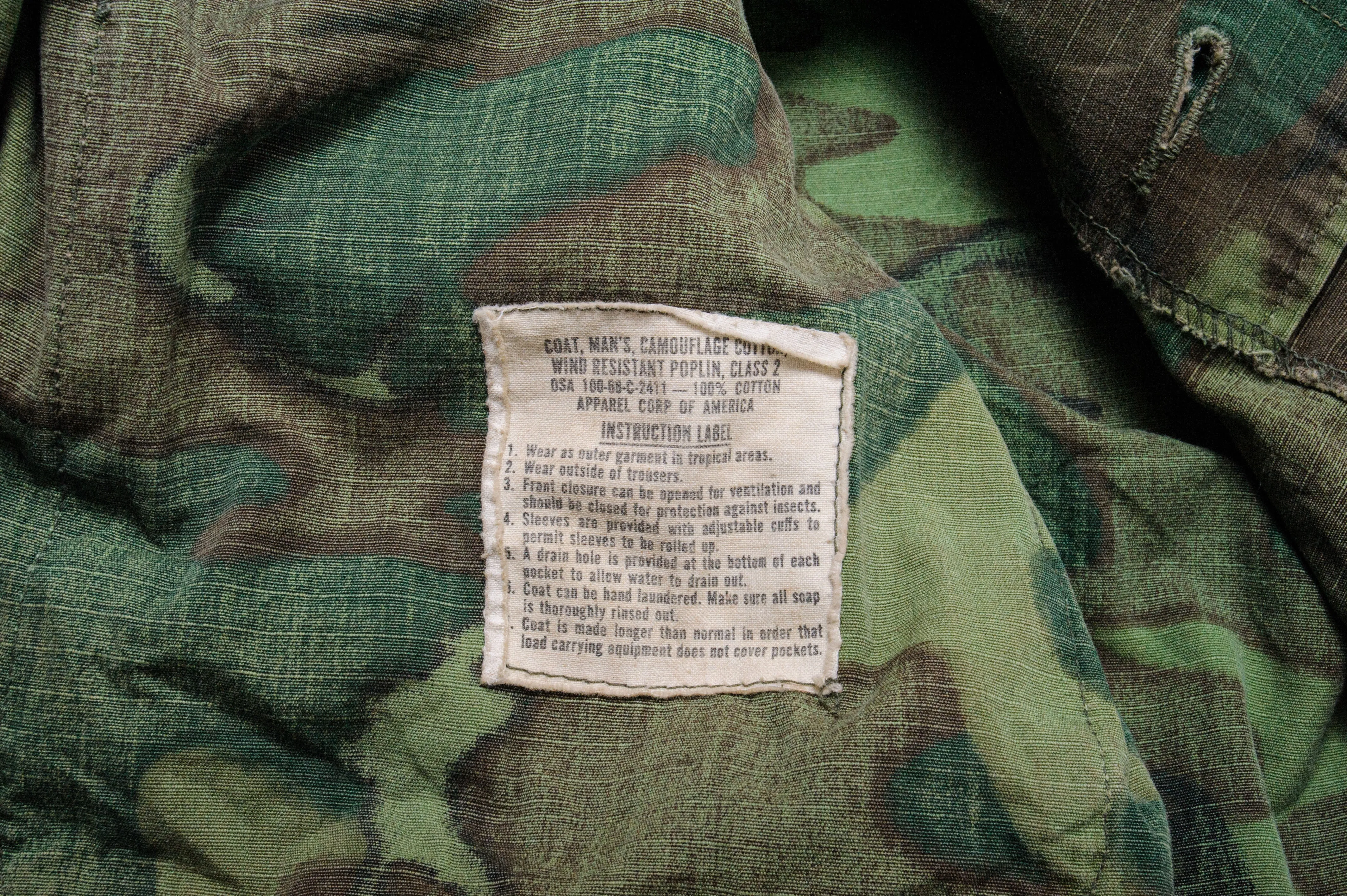 US ARMY TROPICAL COMBAT ERDL JACKET 5TH PATTERN RIPSTOP 1968 VIETNAM WAR SIZE LARGE REGULAR