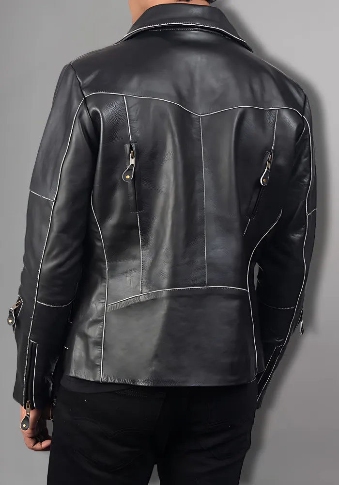 VINTAGE DISTRESSED BRANDO MEN'S BIKER LEATHER JACKET