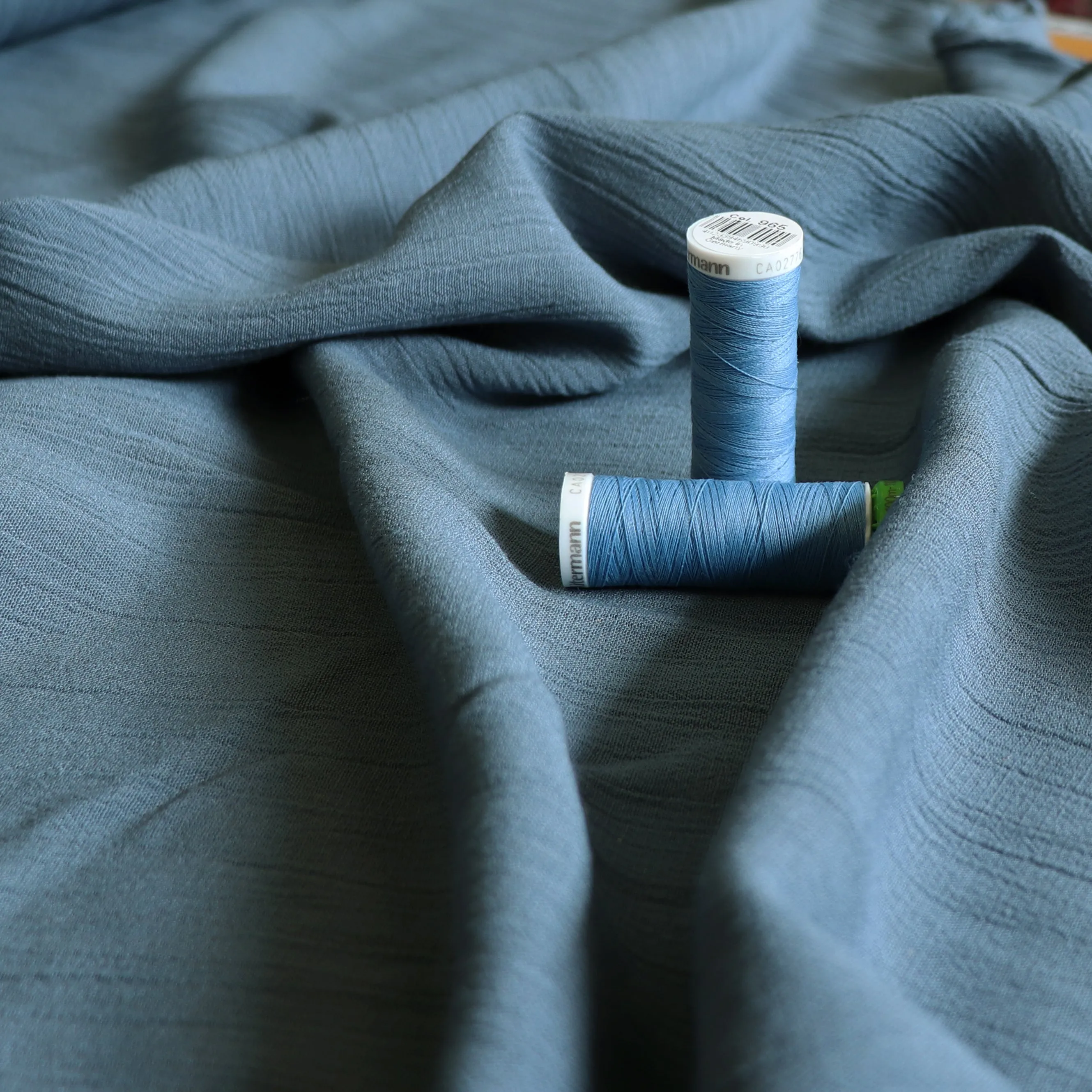 Viscose Linen Crinkle - Slate Blue