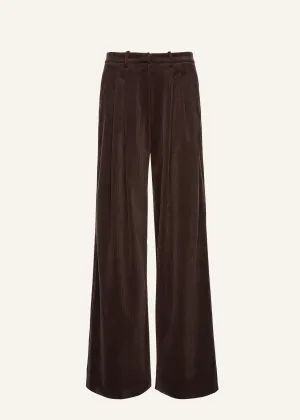 Wide-leg tailored corduroy pants in brown