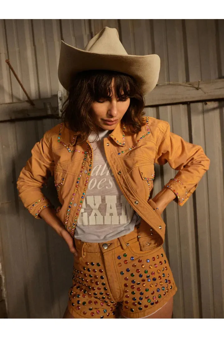 Women's Brown Spiked Studded Retro Silver Motorcycle Leather Jacket